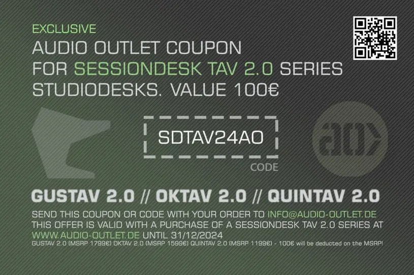 audio-outlet 100€ COUPON on Sessiondesk TAV 2.0 series